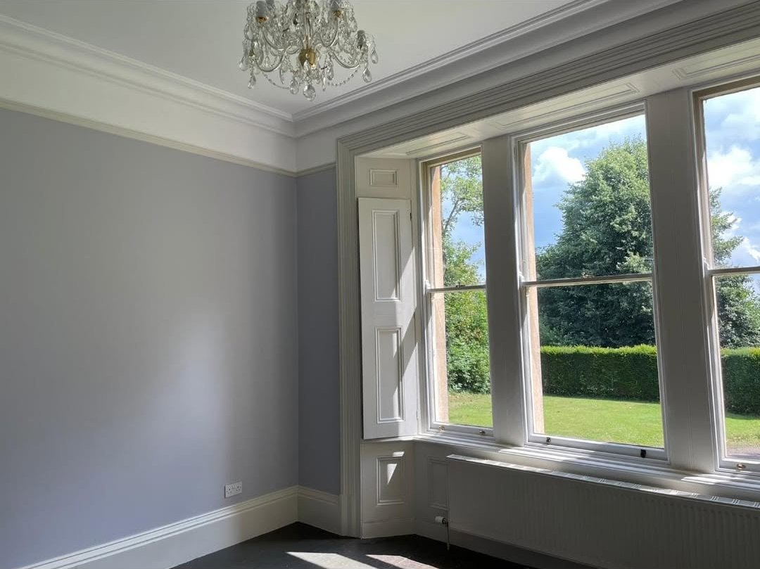 Freshly decorated period room with sash windows by ABC Finishing Systems